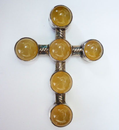 Cross Silver pendant with Indonesian Agate