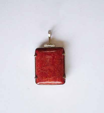 Silver Pendant of Red Coral from Indonesia