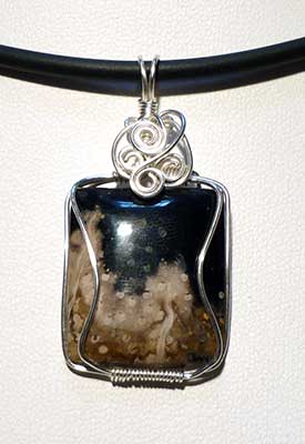Petrified Wood wire wrap pendant